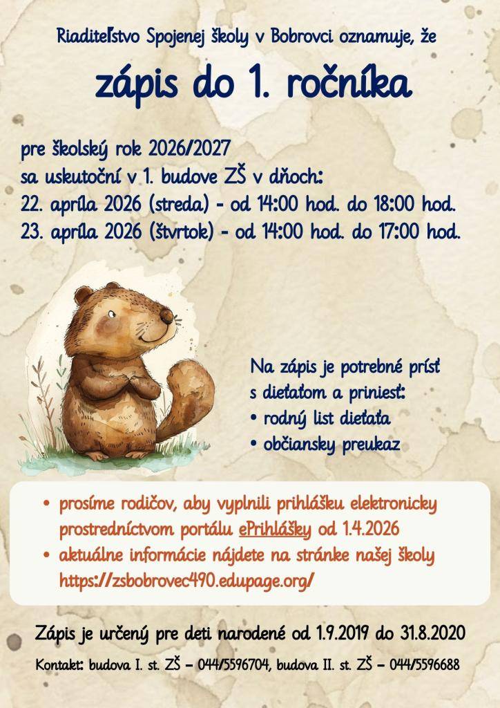 Riaditeľstvo Spojenej školy oznamuje