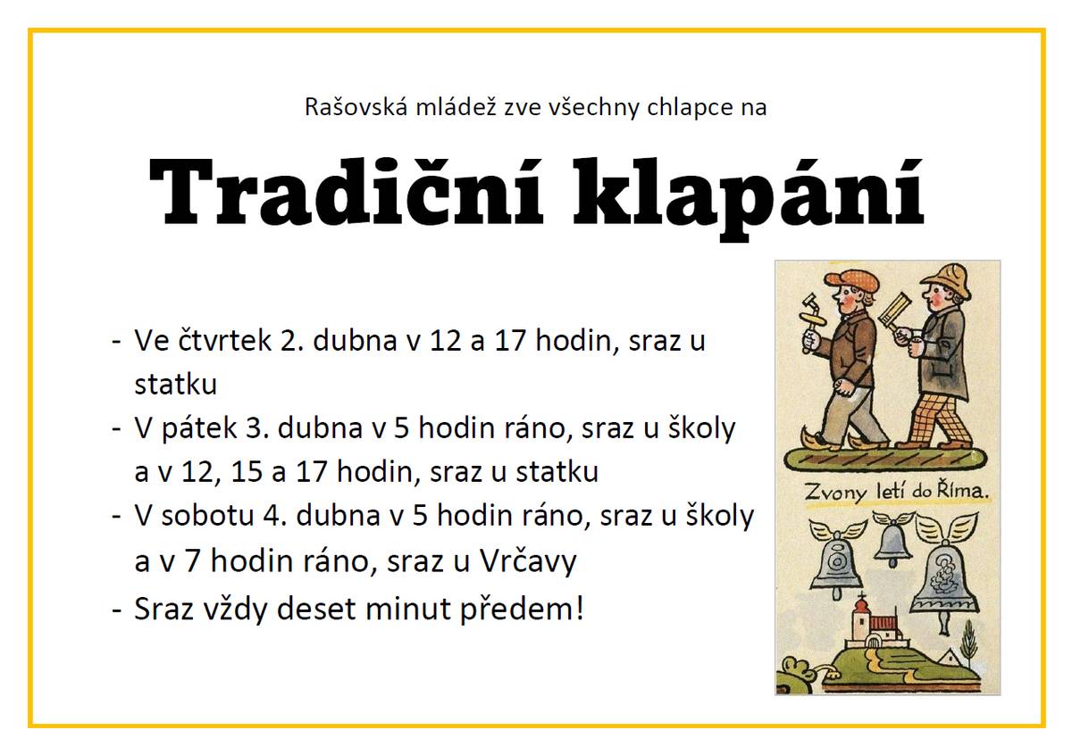 Zveme všechny chlapce na TRADIČNÍ KLAPÁNÍ.