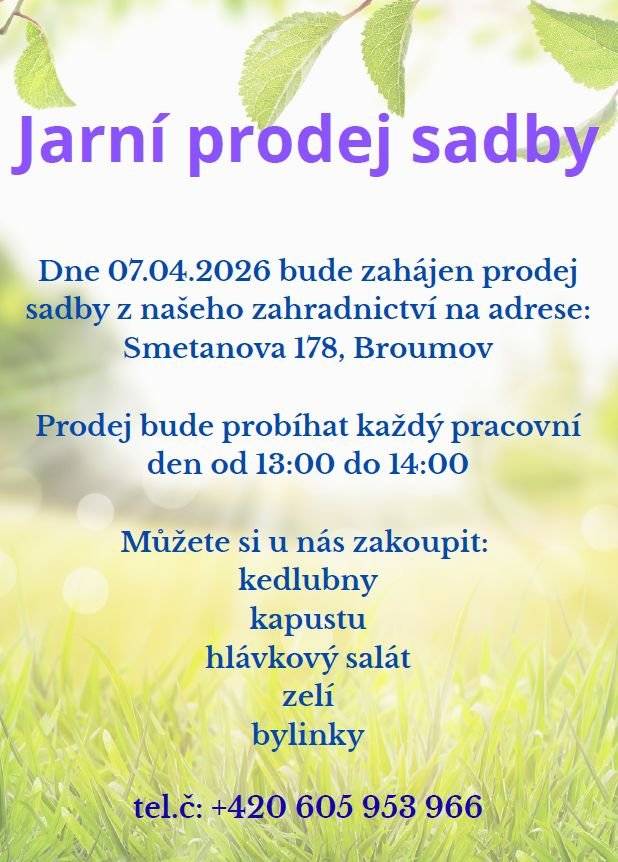 Jarní prodej sadby – více ZDE. Špatné třídění odpadu – problém, se kterým se potýkáme stále dokola – více ZDE. Káva a čaj – jak zacházet s tímto odpadem – co jste možná nevěděli – více ZDE.  TS města Broumova