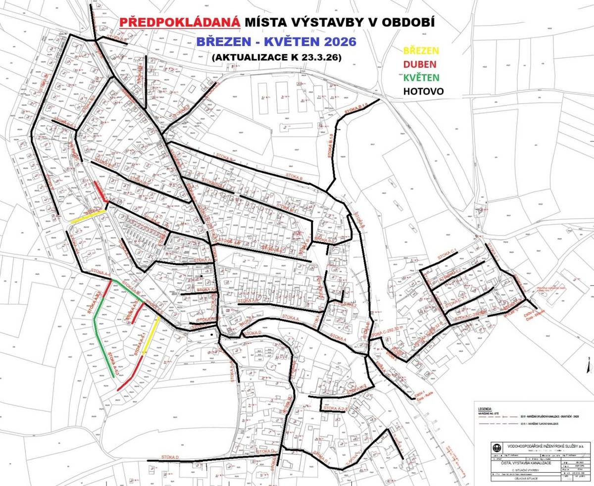Předpokládaná místa výstavby v období březen - květen 2026