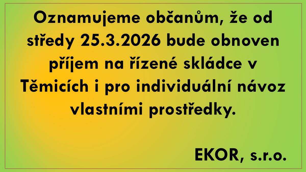 Provoz skládky bude obnoven od středy 25.3.2026.