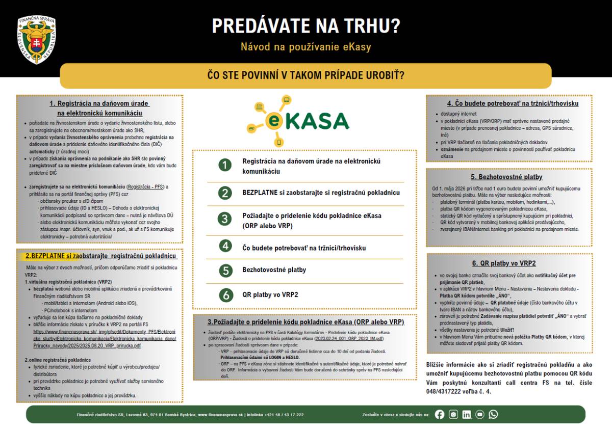 Informácia o zmene pravidiel pre virtuálne registračné pokladnice