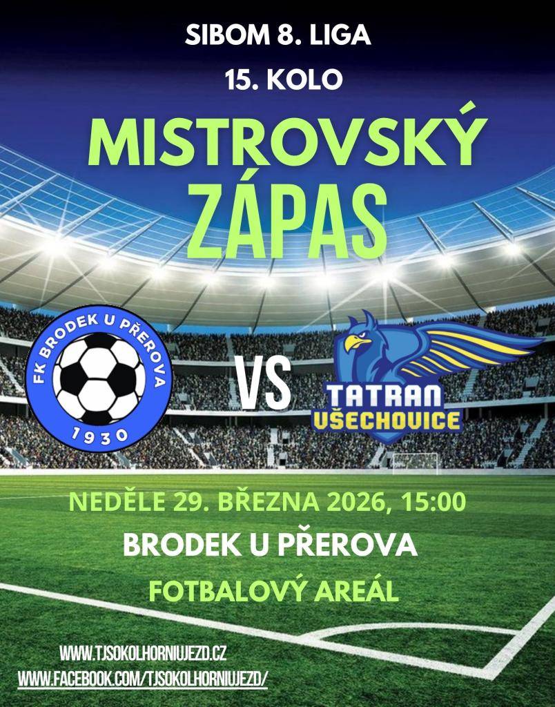 FK Brodek u Přerova B vs. Tatran Všechovice B  neděle 29. března 2026 v 15:00