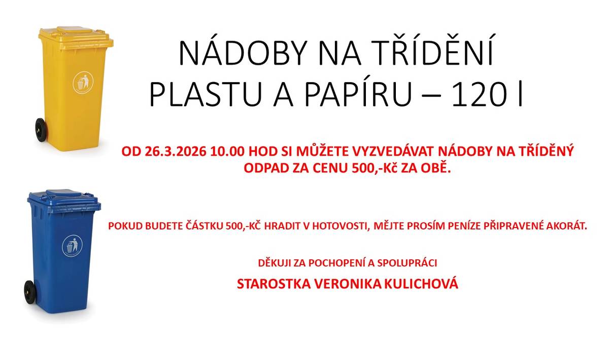 vyzvedávejte si nádoby od 26.3.2026