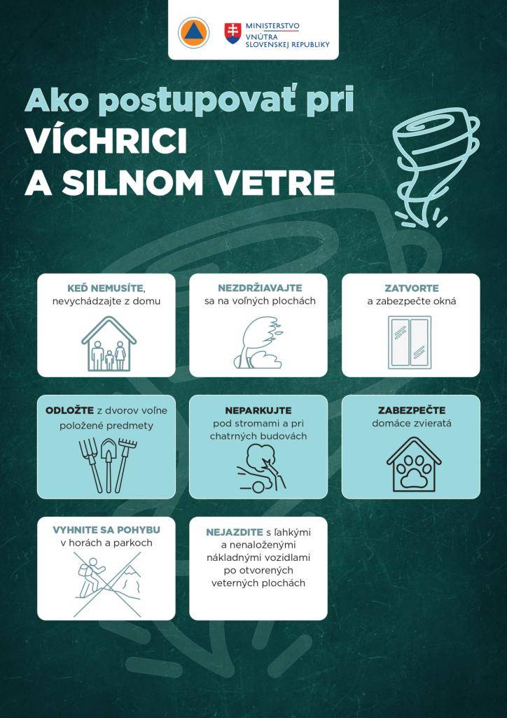 V okrese Senec sú vyhlásené meteorologické výstrahy na vietor a dážď. Očakáva sa vietor s nárazmi 18 - 23 m/s a zrážky 25 - 45 mm.