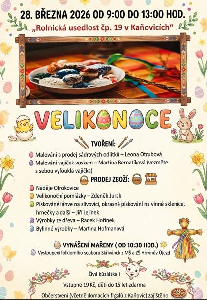 Velikonoce v rolnické usedlosti čp.19 v Kaňovicích 28.3.2026