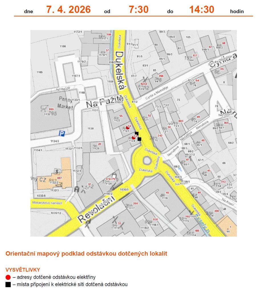 Dne 07.04.2026 od 7:30 od 14:30 proběhne plánovaná odstávka elektřiny v obci Podbořany.