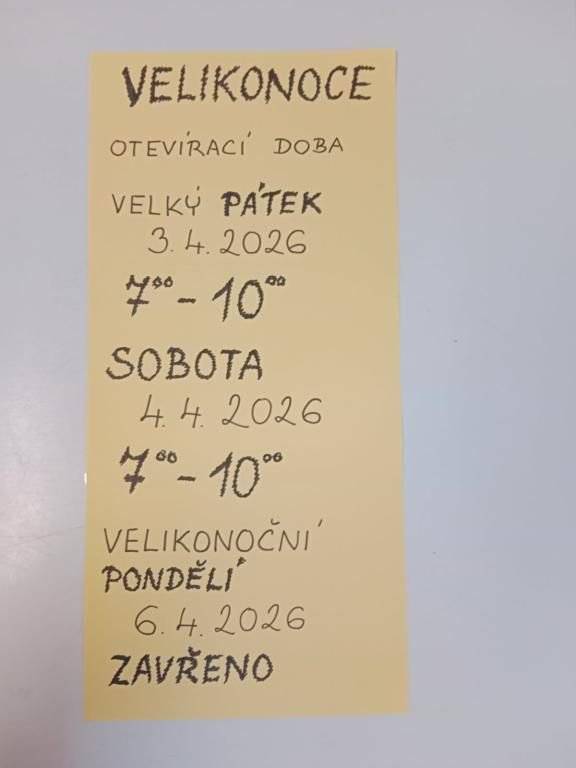 Prodejna COOP oznamuje upravu prodejni doby Pa 3.4.26 7:00-10:00,so 4.4.26 7:00-10:00,po 6.4.26 zavreno.