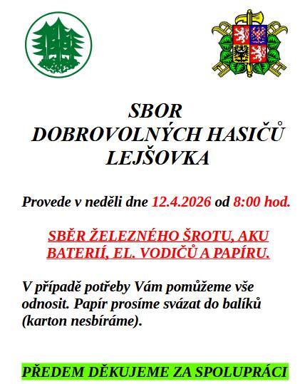 Sběr železného šrotu pořádaný místními hasiči