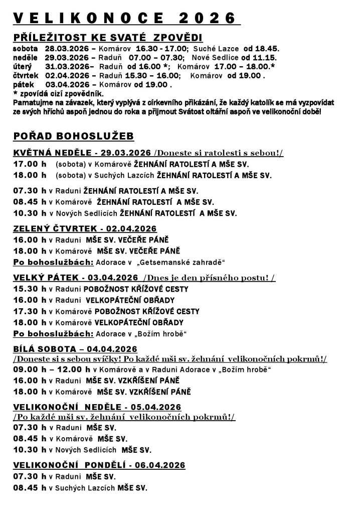 Římskokatolická farnost Opava-Komárov informuje...
