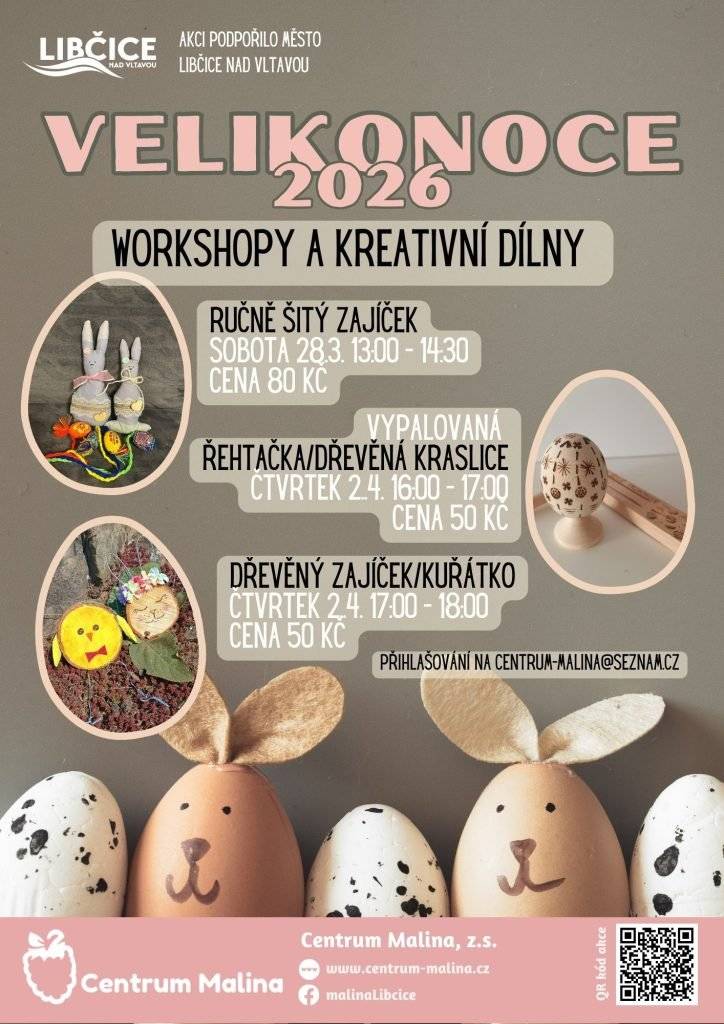 Přinášíme přehled nejbližších kulturních, společenských i sportovních akcí.  Ozdobte komunitní kraslici Od neděle je opět možné zapojit se do komunitní akce a společně ozdobit velikonoční kraslici. Najdete ji na rohu naproti pekárně, kde si také můžete vyzvednout malé kraslice ke zdobení. Příležitost je až do 13. dubna. Akci pořádá Centrum Malina. Sobota 28. března 2026 09:00 – Vítání občánků Město Libčice nad Vltavou zve na slavnostní přivítání nových občánků města od 9 hodin v obřadní síni městského úřadu. 13:00 DIY tvoření velikonočního zajíčka  Lektorka Oksana připravila dílnu pro šikovné děti ve věku cca od 8 let i pro dospělé. Jistě si užijete společné tvoření a budete mít radost z vlastnoručně ušitého zajíčka, který bude ozdobou vaší velikonoční dekorace. Kurzovné 80 Kč. Pořádá Centrum Malina.   15:30 – Fotbalové utkání AFK Libčice hraje utkání I.B třídy proti SK Roztoky od 15:30 na fotbalové hřiště. Přijďte fandit! 16:00 –   Komentovaná prohlídka výstavy „Mezi námi v tichu“ Prohlédněte si aktuální výstavu s odborným výkladem. Začátek v 16:00. 20:00 Disco 80"– 90' Chcete si zatančit? Plovárna Libčice zve do restaurace na hudební večer s hity 80. a 90. let. DJ Paolo a DJ Bába hrají od 20:00. Neděle 29. března 2026 9:00 – Šachové utkání Městský šachový klub pořádá šachové utkání skupiny B proti SK DDM Slaný B. Zápas se odehraje v klubovně Na Radosti 457 od 9:00. 14:00 – Glazuj a tvoř – keramika pro každého (od 12 let) Workshop s Monikou Urbánkovou, na kterém si zhotovíte 3 krásné výrobky (na výběr budou kalíšky, hrnečky nebo misky). Kurz je určen pro dospělé i děti od 12 let. Více informací najdete zde https://www.centrum-malina.cz/glazuj-a-tvor-keramika-pro-kazdeho/ Přihlásit se můžete na e-mailu vackoval@seznam.cz  Přehled dění ve městě najdete v kalendáři akcí na našem webu: https://www.libcice.cz/zivot-ve-meste/kalendar-akci/