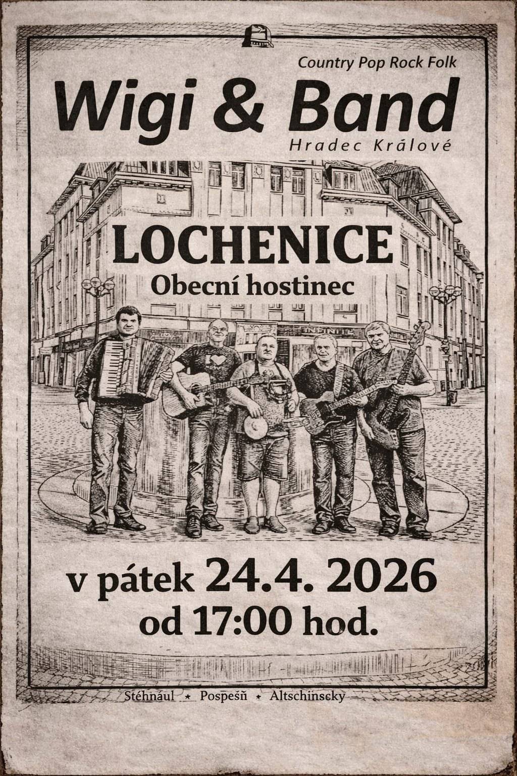 24.4. od 17,00 v Obecním hostinci Lochenice zazní Country, Pop, Rock i Folk