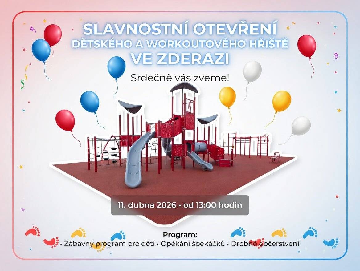Vážení občané,  dovolujeme si vás pozvat na první letošní venkovní akci. V sobotu 11. dubna od 13 hodin společně slavnostně otevřeme nové dětské a workoutové hřiště ve sportovním areálu.  Těšíme se na příjemné odpoledne s vámi.
