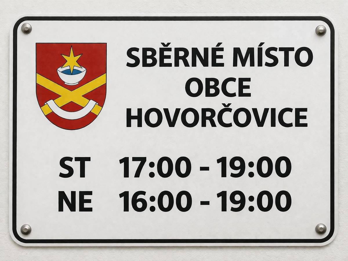 Od středy 1.4.2026 bude sběrné místo otevřeno: ST  17:00 - 19:00 NE 16:00 - 19:00 Dále bude od tohoto data znovuobnovena služba svozu bioodpadu ze stanovišť a přistavování kontejneru na větve k nemovitostem. Více informací naleznete zde: https://hovorcovice.cz/p/sberne-misto