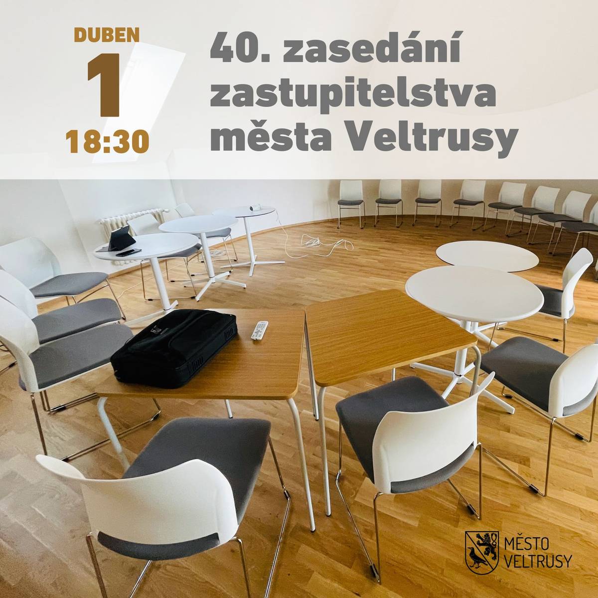 Město Veltrusy zve na 40. zasedání zastupitelstva města, které se uskuteční ve středu 1. dubna 2026 od 18:30 v podkrovním sále komunitního centra (online přenos). Program  Úvod, schválení programu Schválení ověřovatelů Veřejné zakázky   Výsadby zeleně v ul. Fr. Šafaříka – VZMR   Informace  Vedení obce (a případní hosté) Protipovodňová opatření - aktuality Výborů a komisí Zastupitelů Různé   Diskuze Závěr