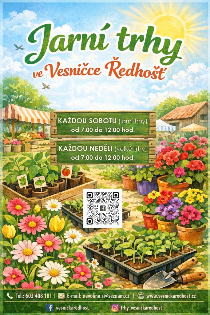 Jaro je konečně zde a s ním i jarní trhy - sobotní trhy začínají v 7:00 do 12:00 hod. A velké nedělní trhy budou každou neděli také od 7:00 do 12:00 hodin.