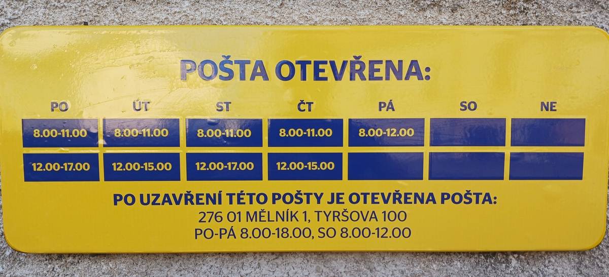 Oznamujeme občanům, že dne 27.03.2026 je z technických důvodů uzavřena Pošta Partner Mšeno. Děkujeme za pochopení MěÚ Mšeno