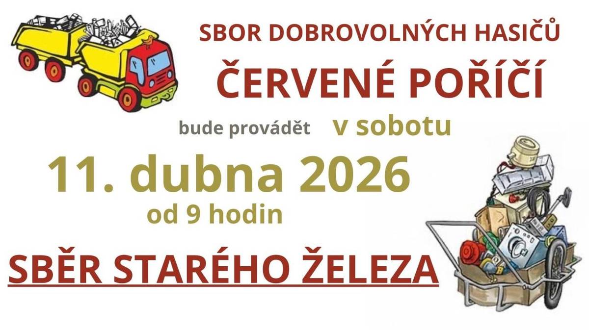 Hasiči provedou sběr železa v obci v sobotu 11.4.2026 od 9 hodin.