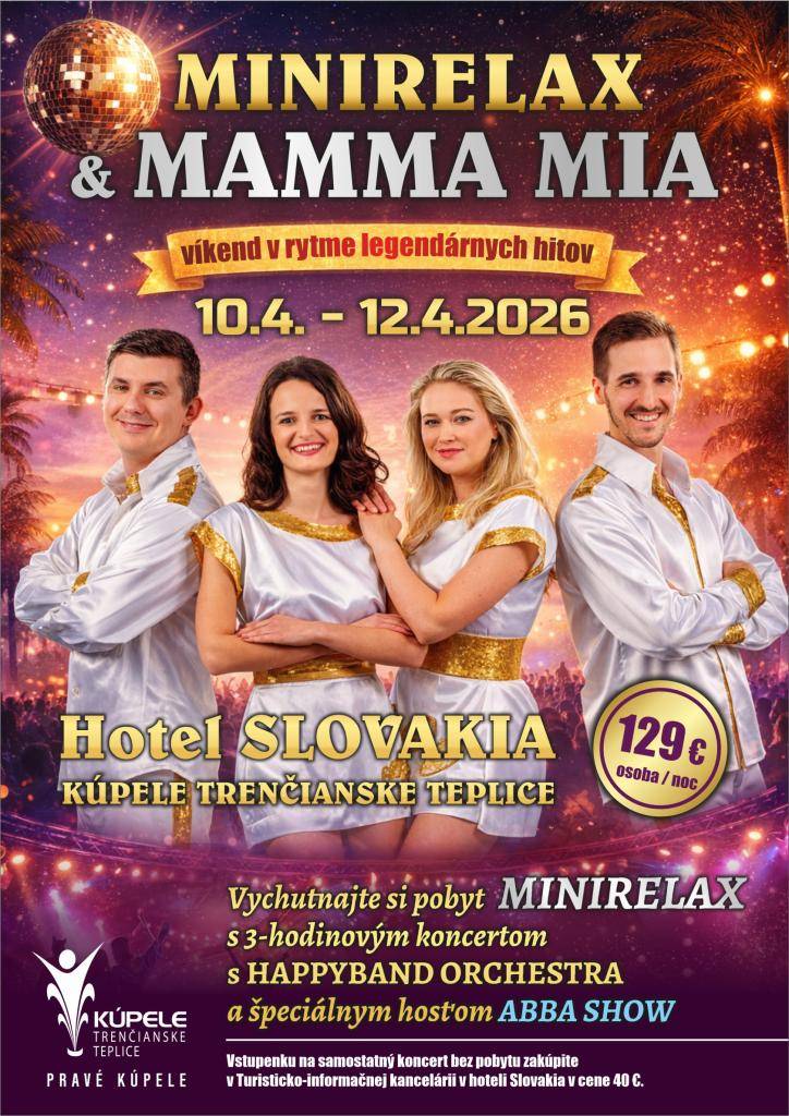 Kúpele Trenčianske Teplice v rámci projektu Kúpele v regióne vás pozývajú na špeciálny pobyt Minirelax & Mamma Mia v Trenčianskych Tepliciach.