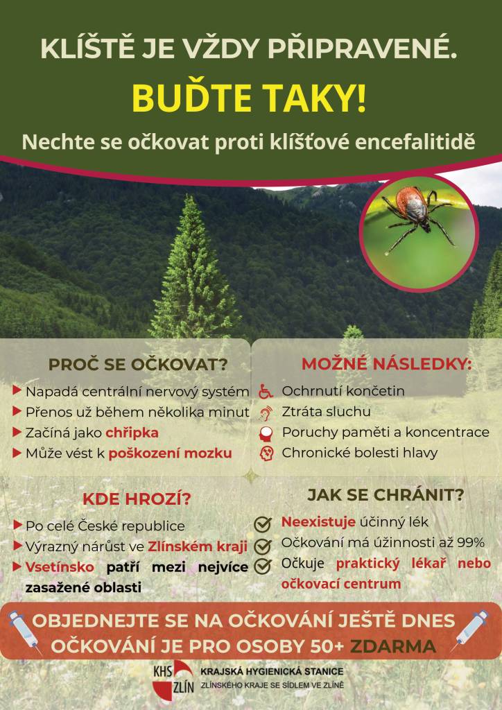 Informace o očkování proti klíšťové encefalitidě.