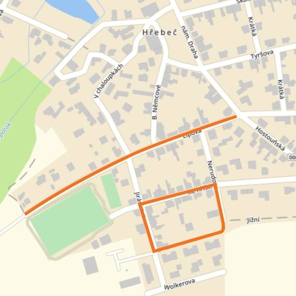 Po Velikonocích budou zahájeny práce na opravě komunikace v ulici Ke Hřišti  a výstavbě nových komunikací v ulicích Lípová, Jiráskova a Nerudova.