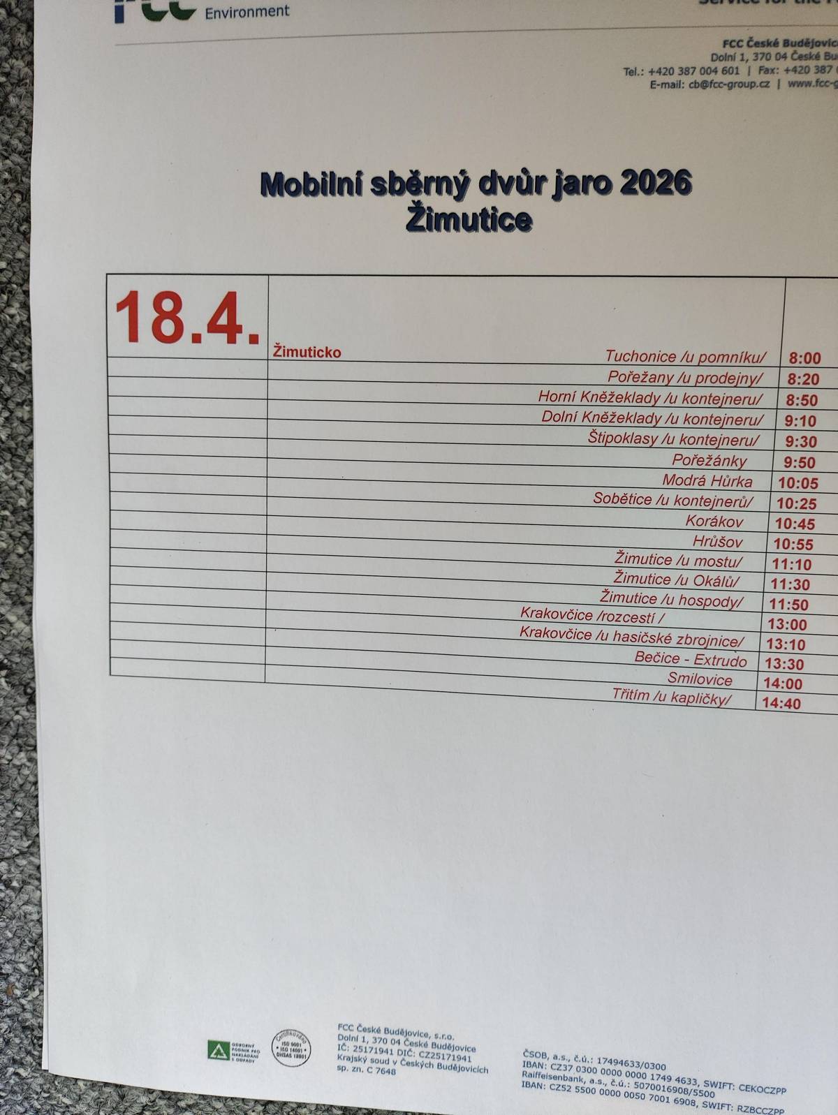 z provozních důvodů FCC