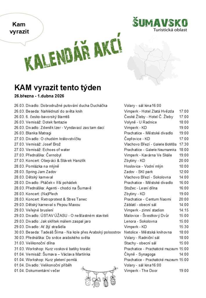 Kalendář akcí pro 13. týden 2026