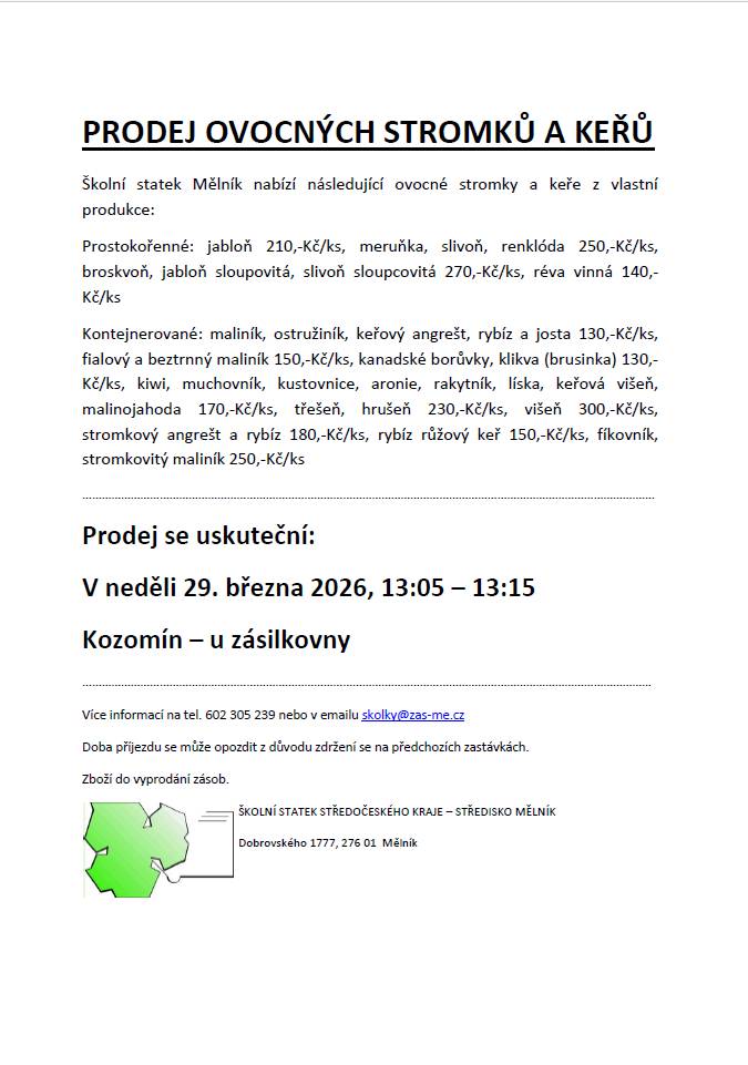 Zasíláme nabídku: