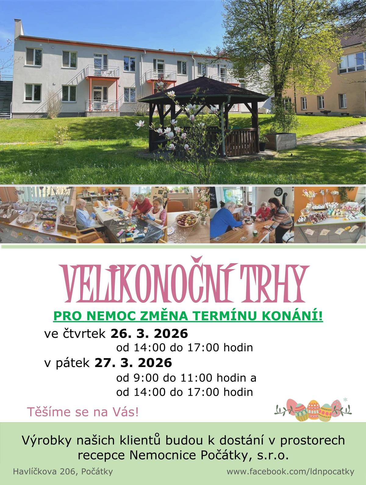 Nemocnice Počátky vás srdečně zve na Velikonoční trhy, které se uskuteční zítra 26. března od 14 do 17 hodin a v pátek 27. března od 9 do 11 hodin a odpoledne od 14 do 17 hodin. Výrobky klientů budou k dostání v prostorách recepce Nemocnice Počátky.   KZM vás srdečně zve ve čtvrtek 26. března 2026 od 18 hod do klubovny č. 1 na přednášku Jak přežít pubertu svého dítěte. Přednášku povede Zdeňka Masopustová ze Studijního centra Basic ČR. Přijďte objevit cesty, jak s láskou a porozuměním projít touto náročnou etapou vývoje dítěte.   Zveme vás do Kina na promítání festivalu Expediční kamera, největší cestovatelské a outdoorové filmové akce v ČR. Čeká vás výběr nejlepších dobrodružných dokumentů z celého světa – příběhy expedic, výstupů, putování divočinou i inspirativních lidí, kteří překračují vlastní hranice. Přijďte se inspirovat, zažít pořádnou dávku dobrodružství a užít si večer jako z velké výpravy v pátek 27. března 2026 od 18 hod. Vstupné 80,- Kč.