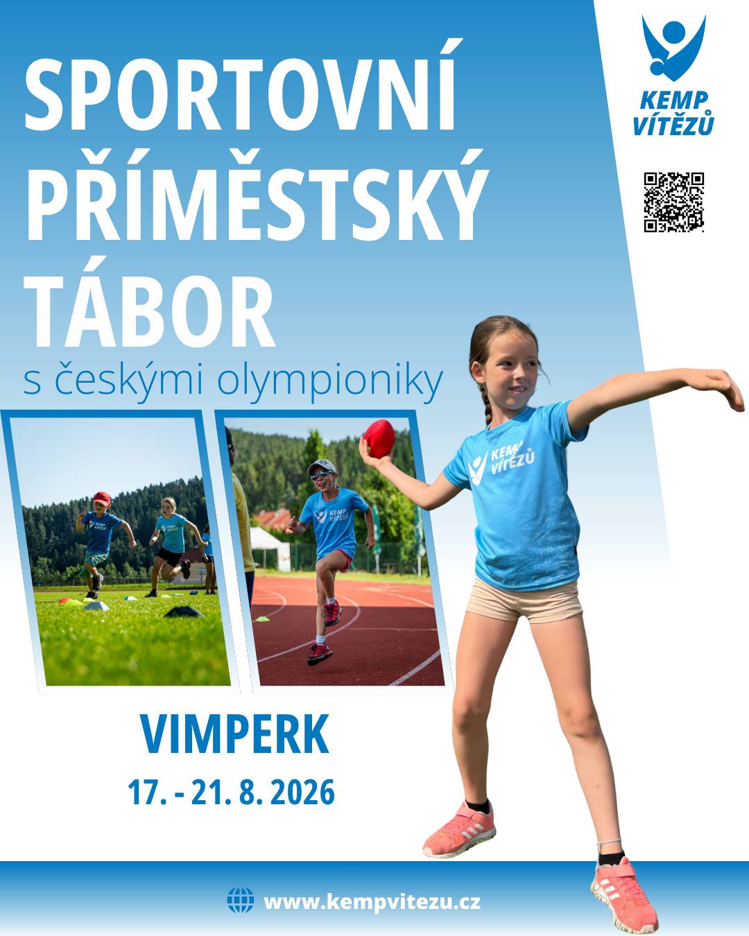 Po roce se do Vimperka vrátí Kemp vítězů, příměstský sportovní tábor pro děti, které si na něm mohou zatrénovat s českými olympioniky. Konat se bude od 17. do 21. srpna 2026. Více na oficiálním webu: Vimperk 2026 | Kemp vítězů