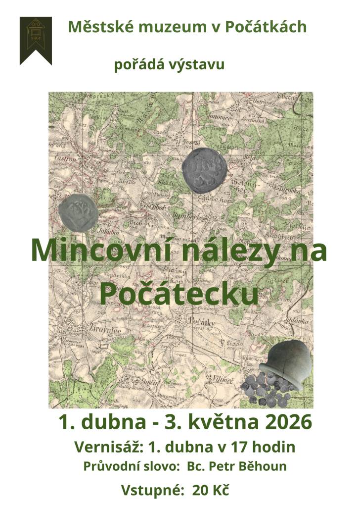 Městské muzeum v Počátkách pořádá výstavu, která potrvá od 1. dubna do 3. května 2026. Vernisáž se koná 1. dubna v 17 hodin a zahrnuje průvodní slovo Bc. Petra Běhouna. Těšíme se na vaši účast.