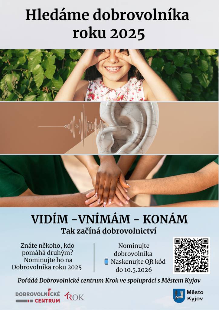 Město Kyjov ve spolupráci s Dobrovolnickým centrem Krok pořádá již 8. ročník ocenění Dobrovolník roku, kterým chceme poděkovat lidem, kteří ve svém volném čase pomáhají druhým a přispívají k lepšímu životu v našem regionu.