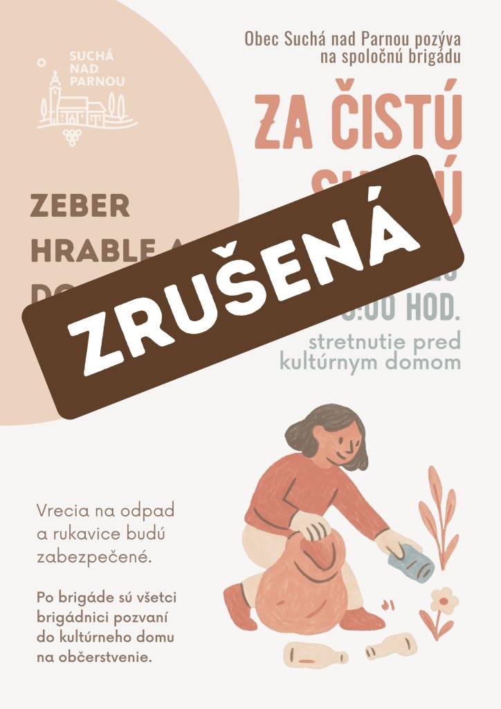 Z dôvodu nepriaznivého počasia sa ruší zajtrajšia obecná brigáda. O náhradnom termíne budeme informovať.