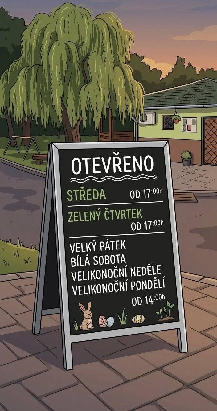 Vážení občané, chtěli bychom vás informovat, že od této středy 1. dubna zahajuje letošní sezónu kiosek v letním areálu v Rybníčku. 🟢 Zelený čtvrtek (2. dubna) Nenechte si ujít speciální akci na Zelené pivo za 5 Kč. Tato cena platí pro prvních 100 vytočených piv. 🍺 Na co se můžete těšit?   Na čepu: Litovel 11° a Zubr 11°.   K jídlu: Grilované klobásy a cigára z udírny.   🕒 Velikonoční otevírací doba:   Středa a Zelený čtvrtek: od 17:00   Velký pátek až Velikonoční pondělí: od 14:00