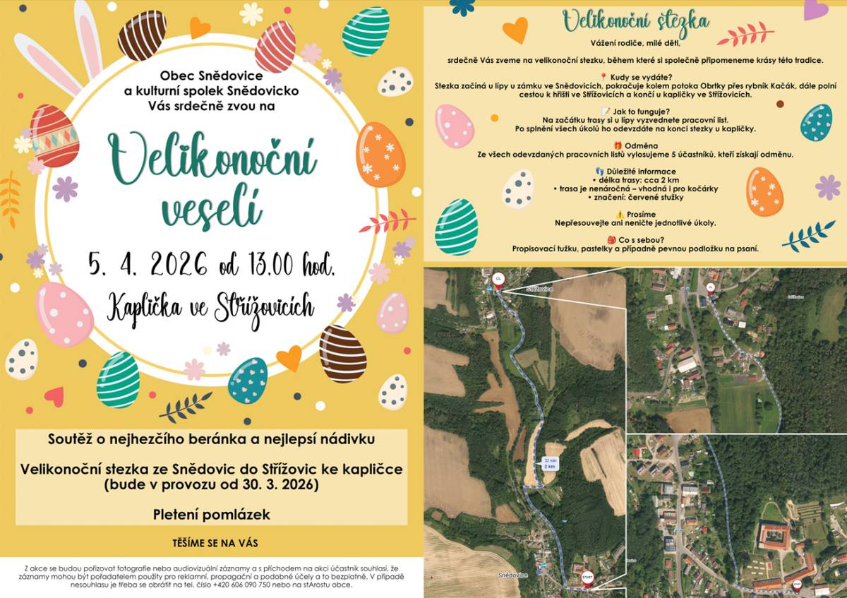 Obec Snědovice a kulturní spolek Snědovicko Vás srdečně zvou na Velikonoční veselí.