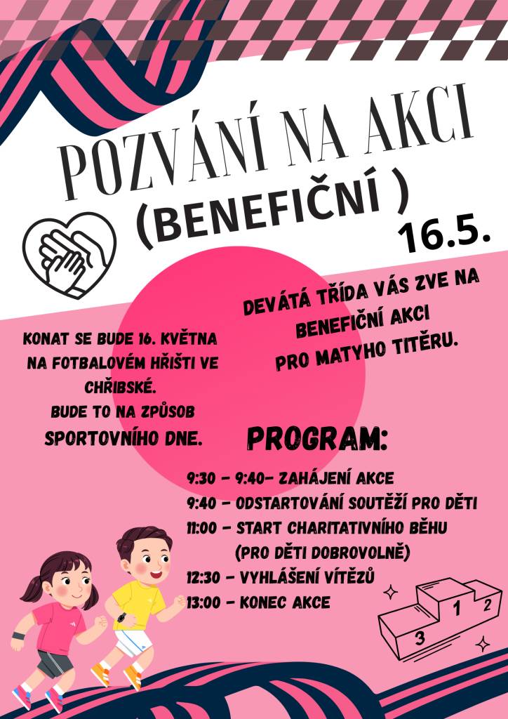 Dne 16. května 2026 se na fotbalovém hřišti ve Chřibské uskuteční sportovní den. Akce začne v 9:30 a nabídne soutěže pro mladé lidi, včetně charitativního běhu, který odstartuje ve 13:00.