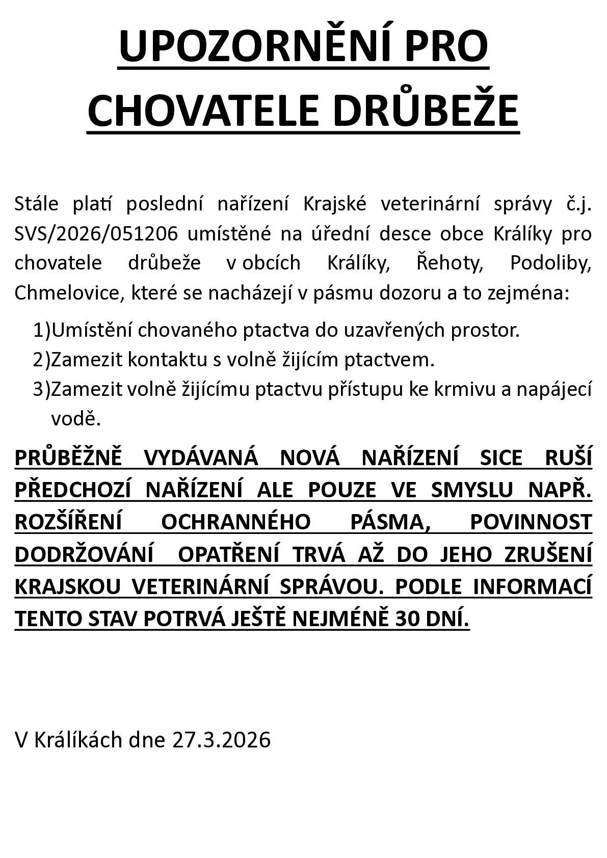 Uporornění pro chovatele ptactva