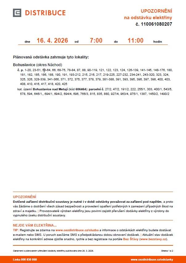 čtvrtek 16.4.2026 7:00 - 11:00