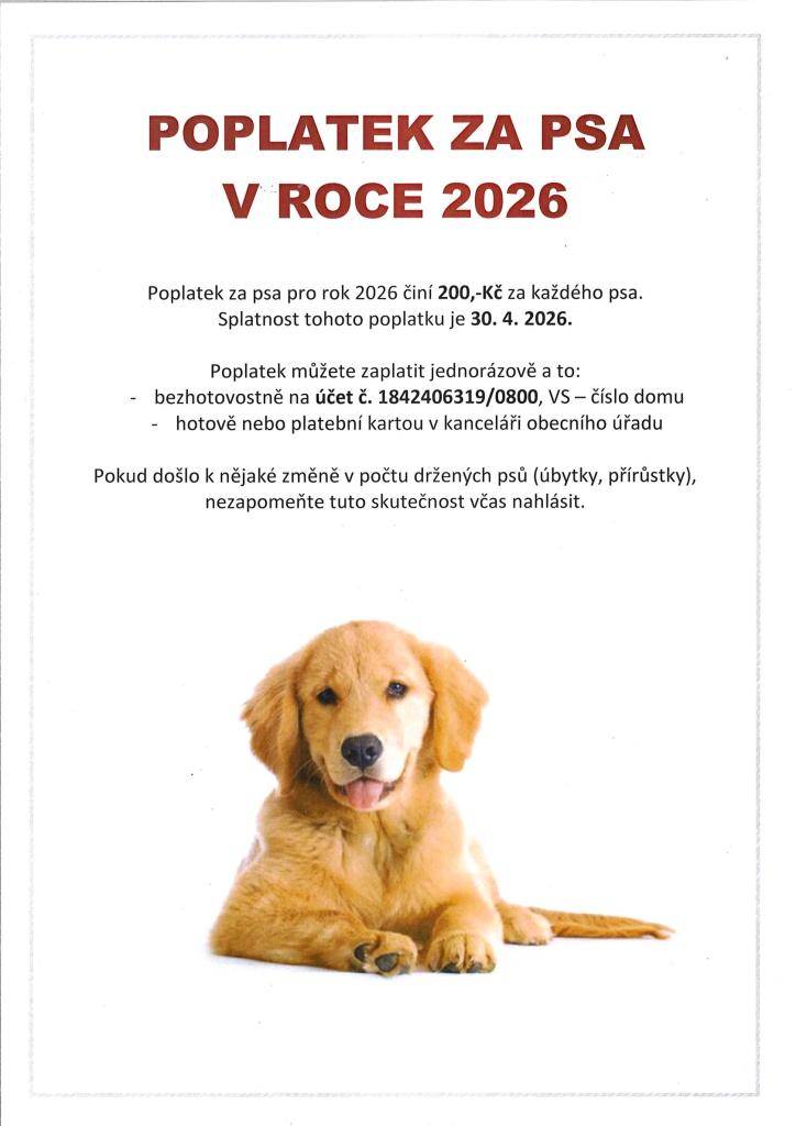 Poplatek za psa v roce 2026