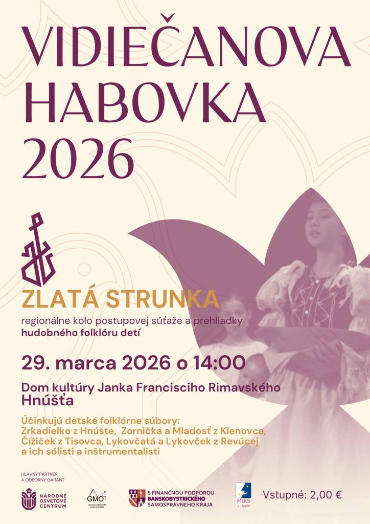 Regionálne kolo postupovej súťaže a prehliadky hudobného folklóru detí.