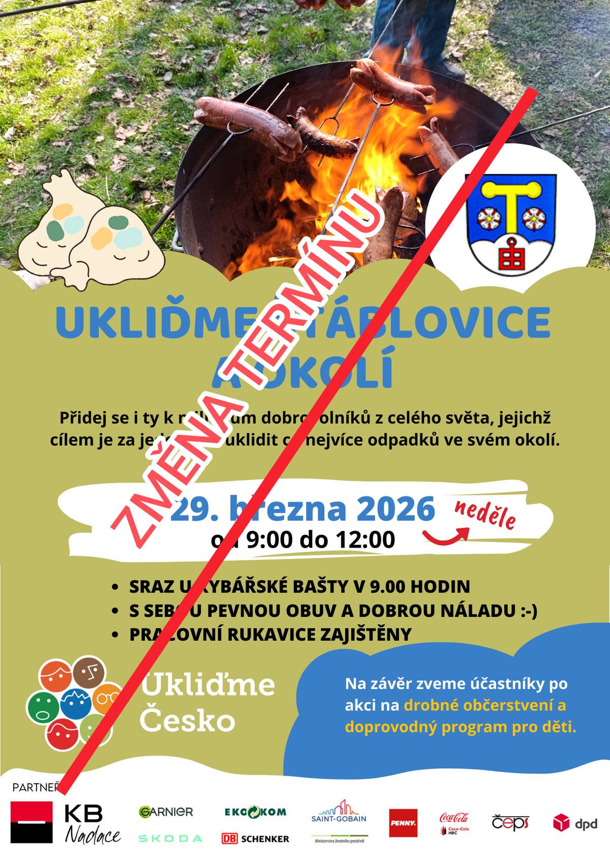 Vážení spoluobčané, dovolte nám Vás informovat,že zítřejší plánovaný úklid obce se z důvodu nepříznivého počasí !!!NEKONÁ!!! 🧹Úklid bude přeložen na víkend po Velikonocích, přesný termín konání bude upřesněn novým plakátem.🐣🥚 Vše je však naplánováno a my se budeme těšit na hojnou účast v novém termínu. Poučná zábava pro děti i dospělé (tvoření) a odměna za práci v podobě špekáčků a občerstvení bude připravena.🫖🍺🫘