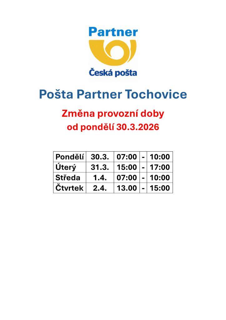 Z důvodu nemoci od pondělí 30.3.2026