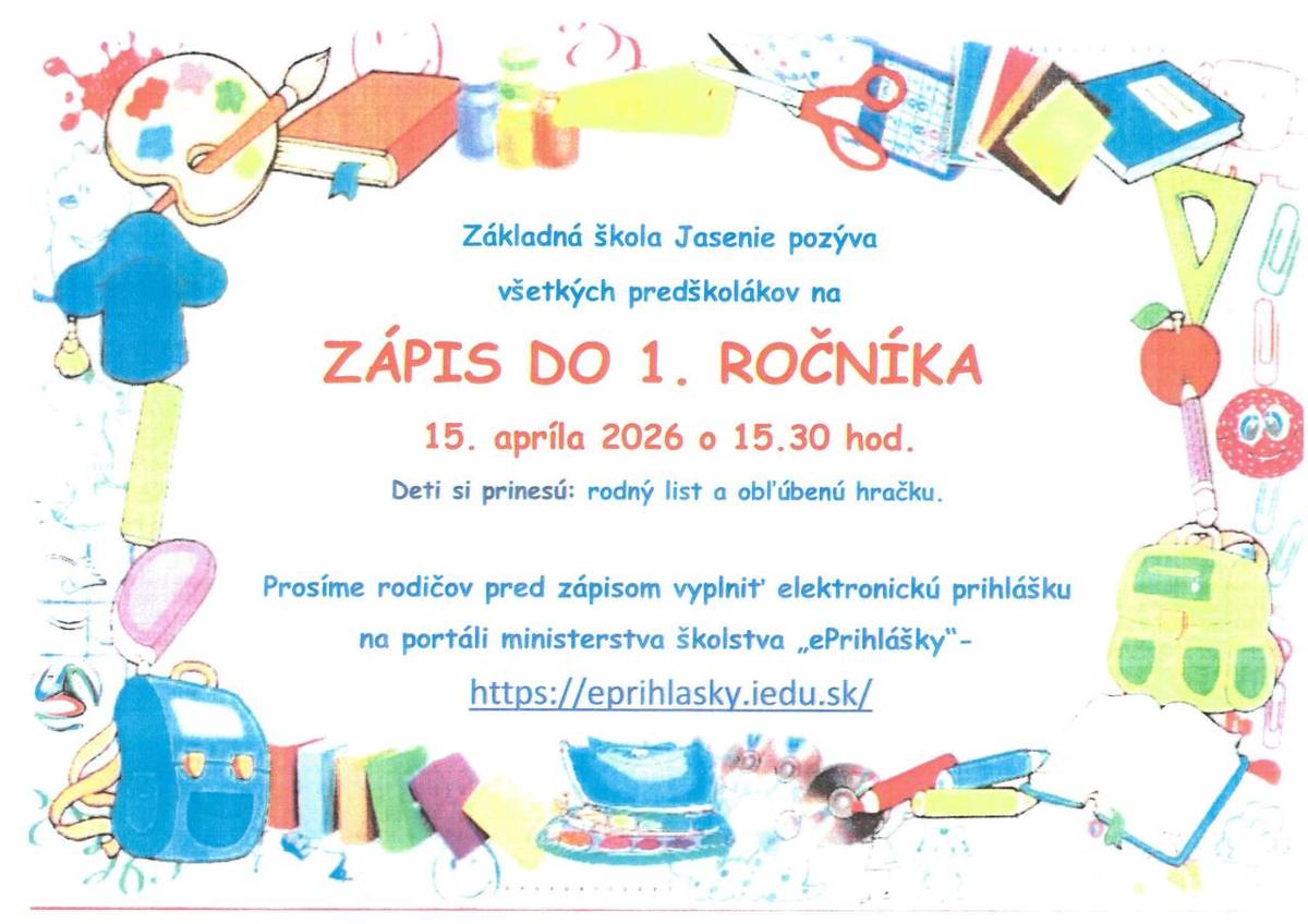 Zápis do 1. ročníka