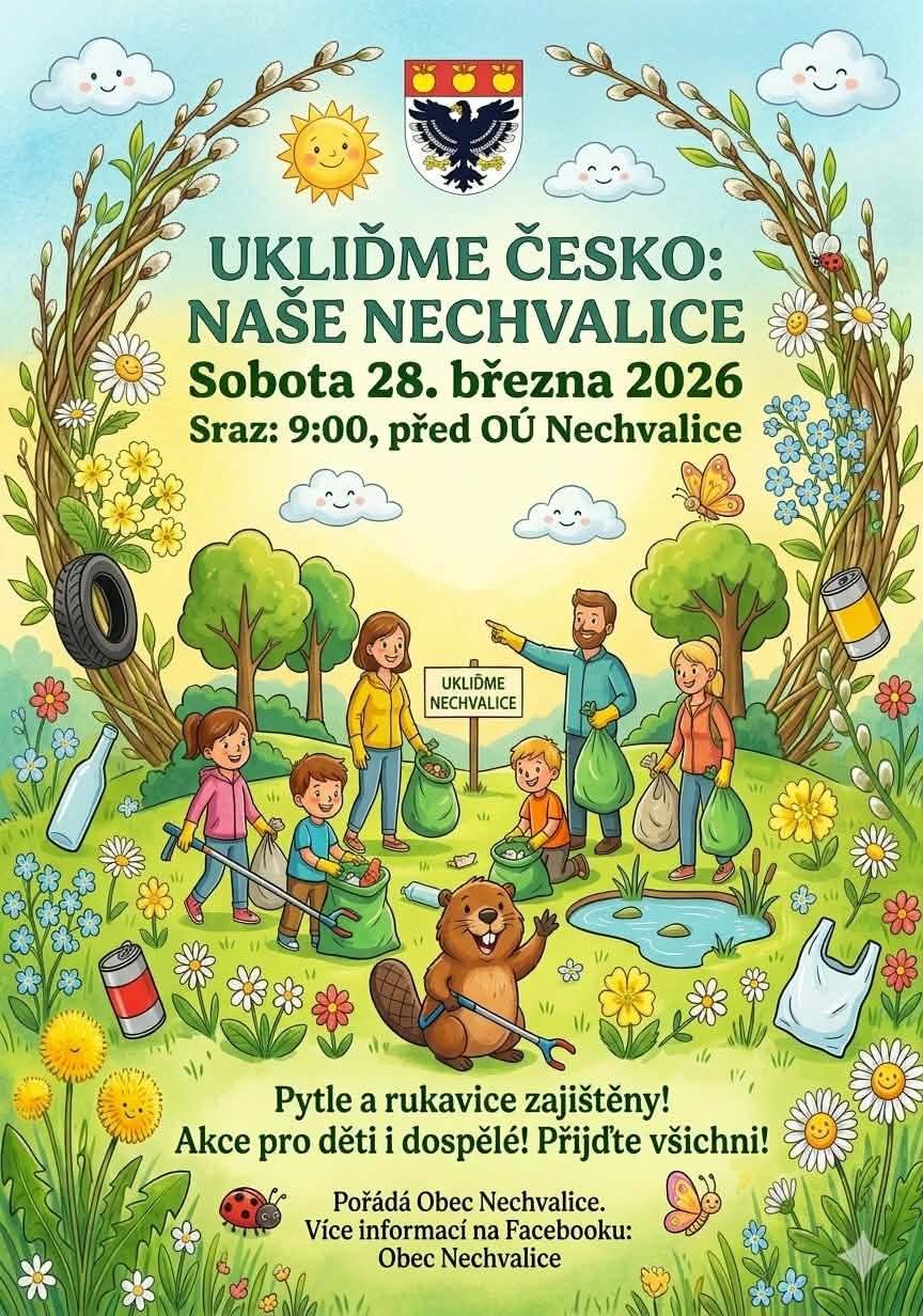 Chceš se zapojit máš několik možností. Přijď zítra 28.3. před OÚ v 9:00, domluvte se s kamarády a sami ukliďte ve své osadě co je potřeba. Ukliď sám kousek naší obce. Pošlete foto, budete-li potřebovat pytle v sobotu ráno v 9:00 zavolejte na telefoní číslo 602840277.Sdílejte prosím spřáteli z Nechvalicka.