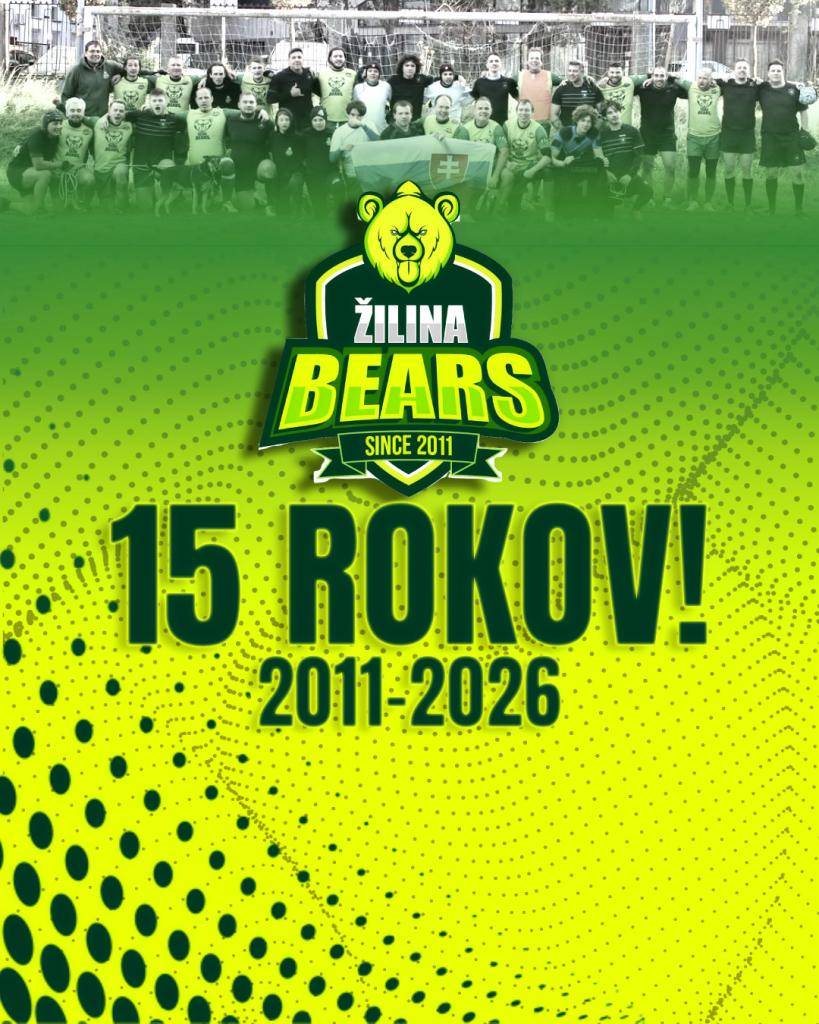 Už túto nedeľu 29. 3. 2026 vás pozývame na futbalové ihrisko na Zábystričí, kde sa uskutoční   ragby popoludnie! Čaká vás mužský súboj:    Žilina vs. Brno  Kedy:  13:00 – 17:00 hod.    Kde: Futbalové ihrisko Zábystričie  Príďte podporiť Žilina Bears a oslávte s nami 15 rokov klubu. Tešíme sa na Vás!