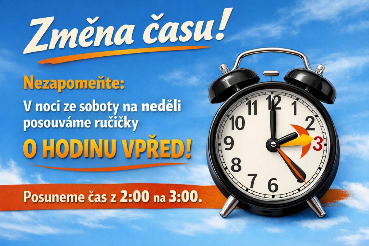 Nezapomeňte, že ze soboty na neděli posouváme ručičky o hodinu vpřed z 2:00 na 3:00.