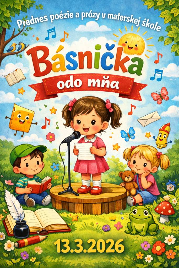 Prednes poézie a prózy v materskej škole     Termín konania akcie:    13. 3. 2026 (piatok)