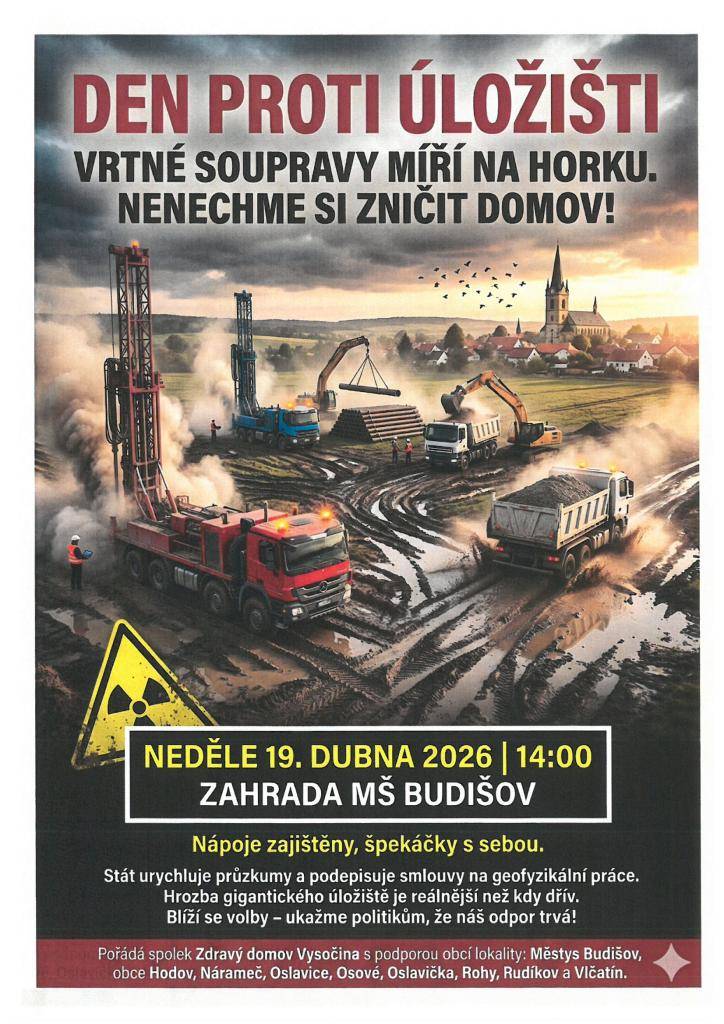 Budišov 19.04.2026 zahrada MŠ, od 14:00 hodi