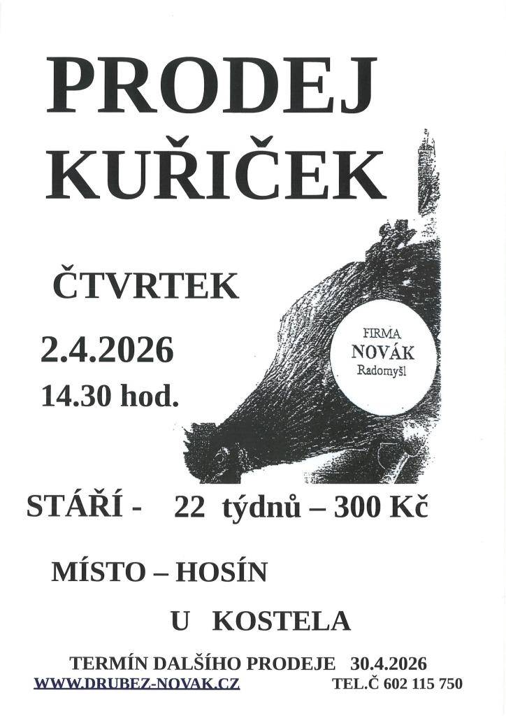 Čtvrtek 2.4.2026 ve 14:30 hod u kostela