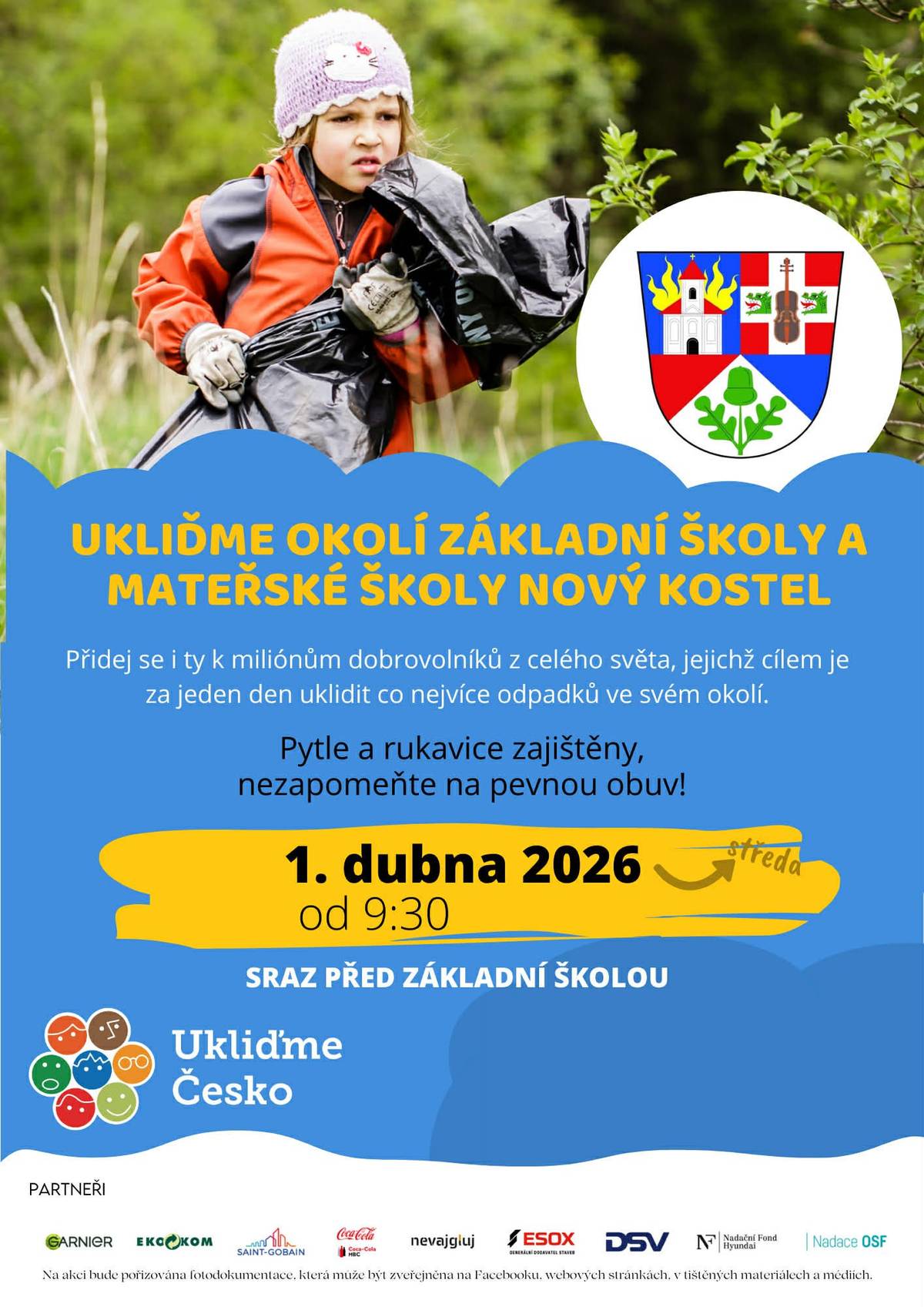 Kdy? Ve středu dne 1. dubna 2026 od 9.30 hodin. Sraz před základní školou. Pylte a rukavice zajištěny.